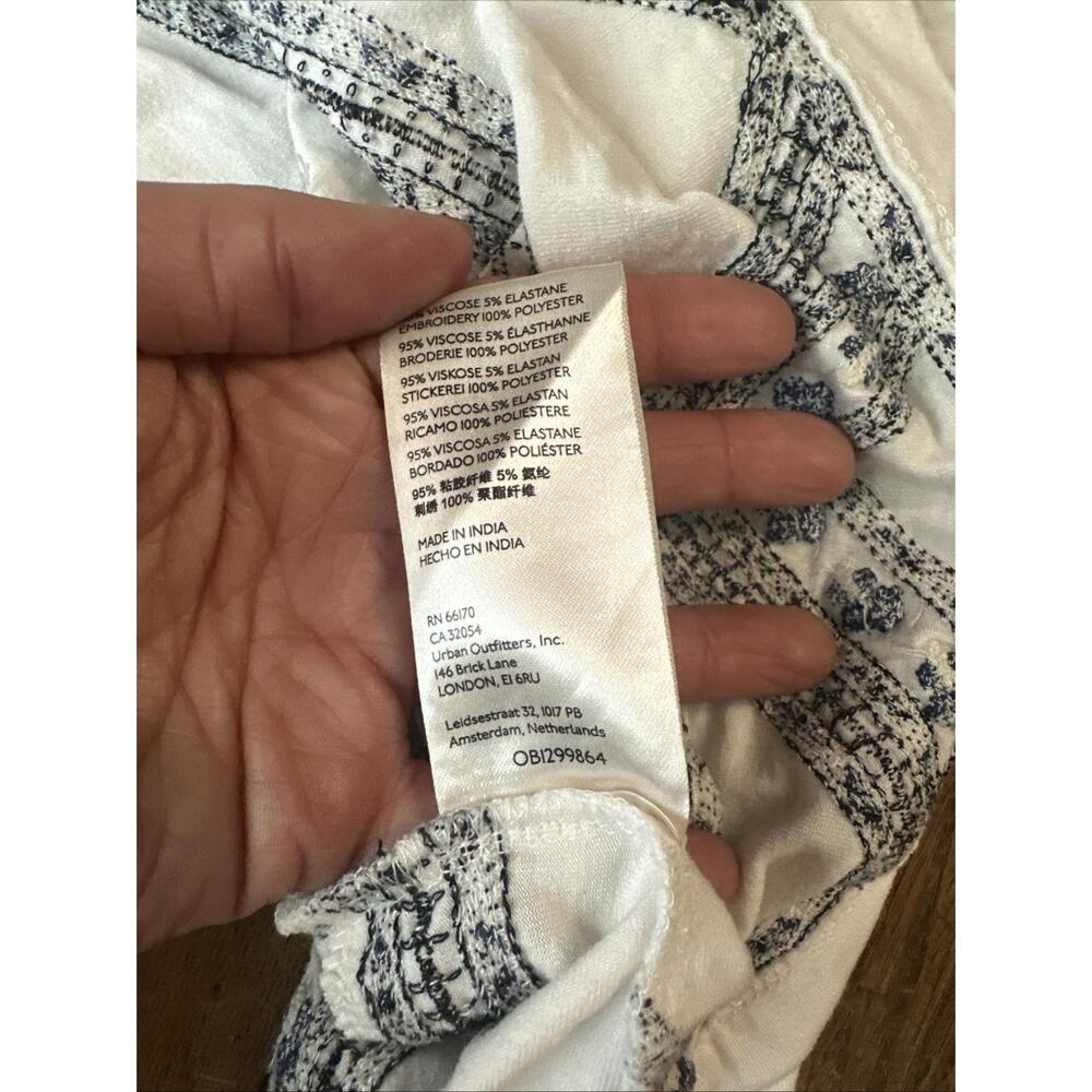 Anthropologie Kiana Embroidered Halter Top Womens Small Ivory Black Aztec Boho - Picture 7 of 9